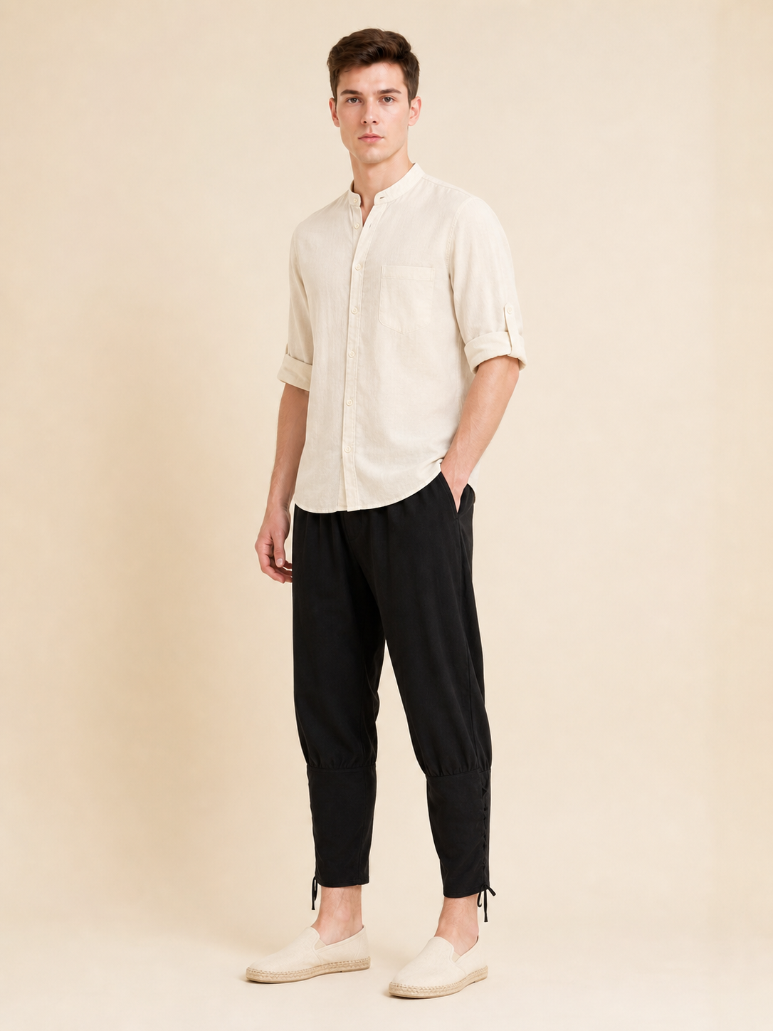 Men’s jogger pants with cuffs and drawstring