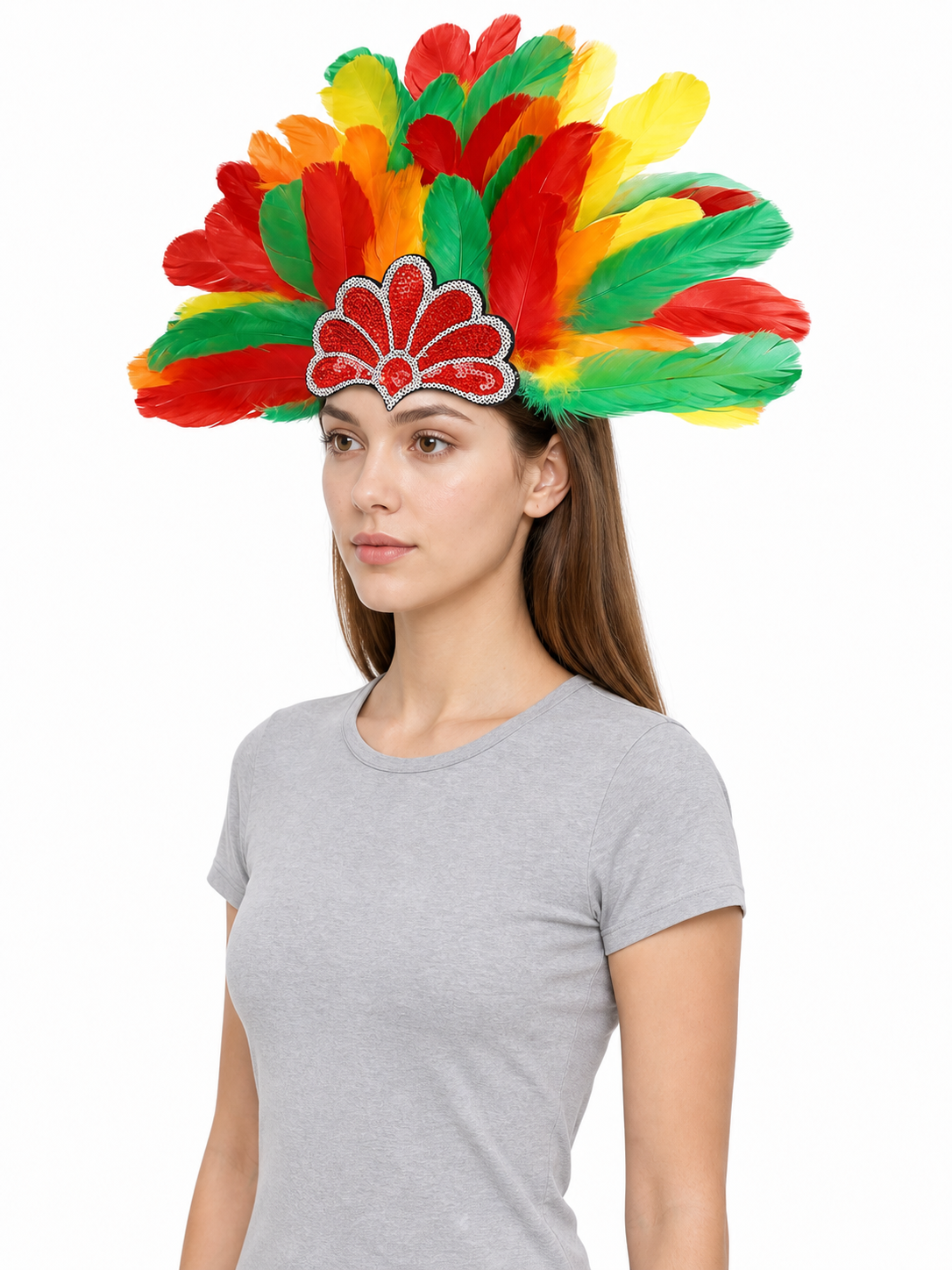 Multicolored Carnival Feather Headpiece