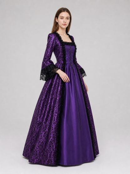 Victorian Dress with Lace and Long Sleeves side view 2