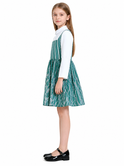 Wicked Elphaba Cosplay Dress, Green with White Blouse side view