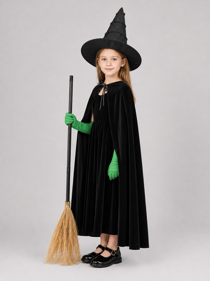 Black velvet witch costume set product view 38