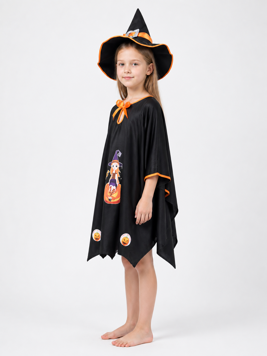 Carnival Costume with Cape and Pointed Hat side view