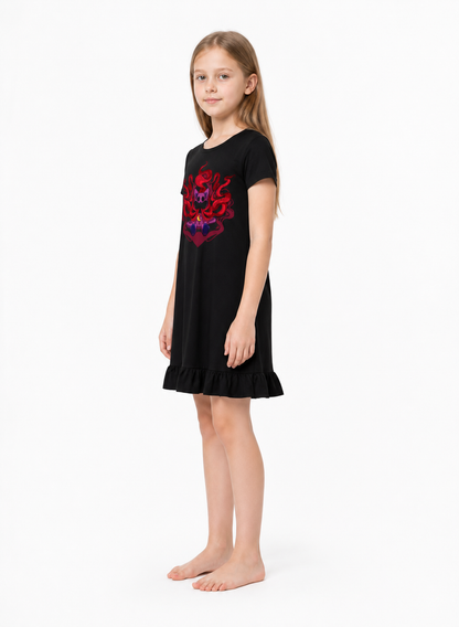 Black Short-Sleeve Ruffle Dress Poppy Playtime side view