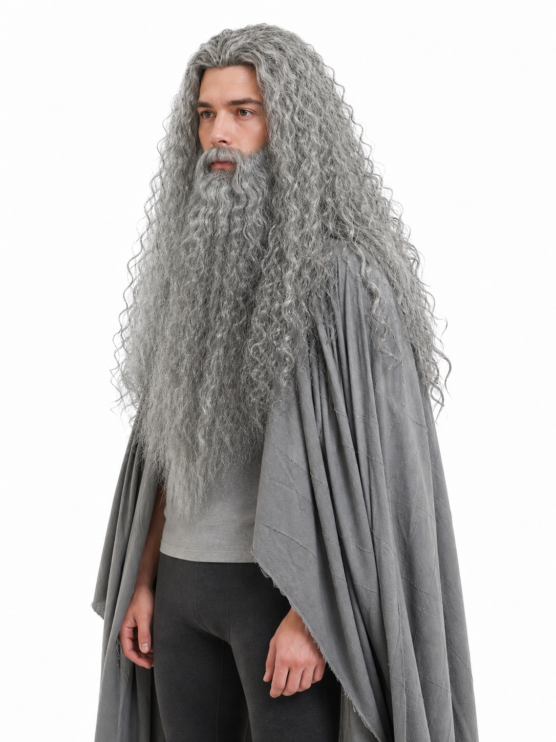 Carnival Wig with Beard for a Wizard Costume