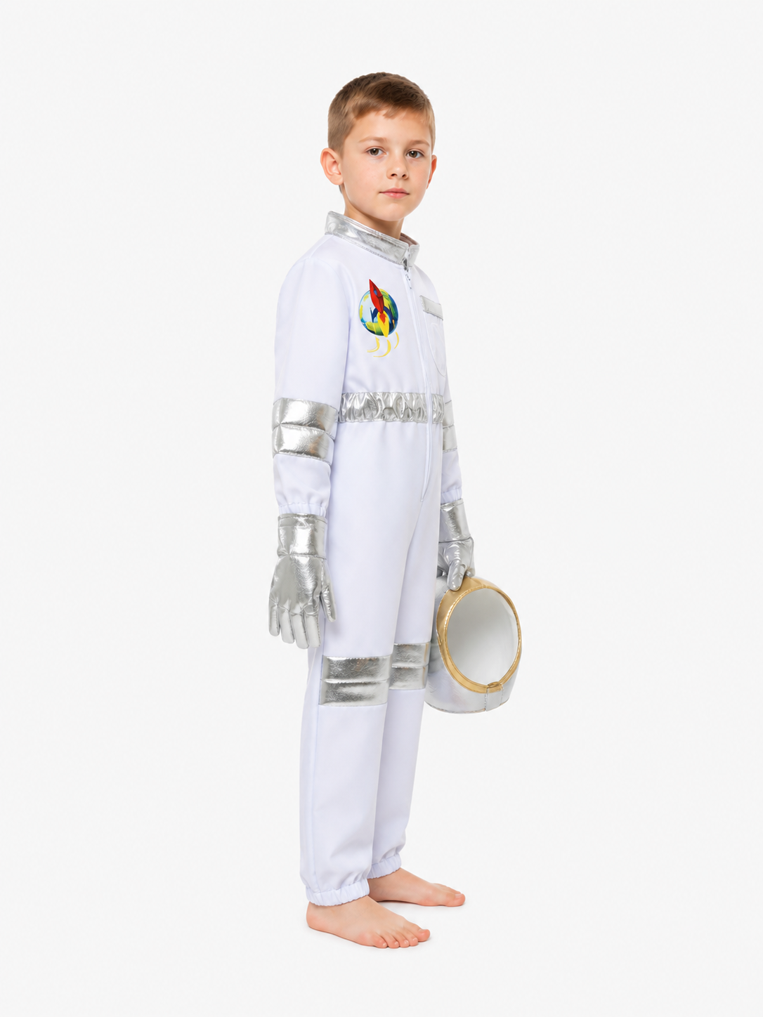 Children’s Astronaut Jumpsuit with Silver Inserts side view