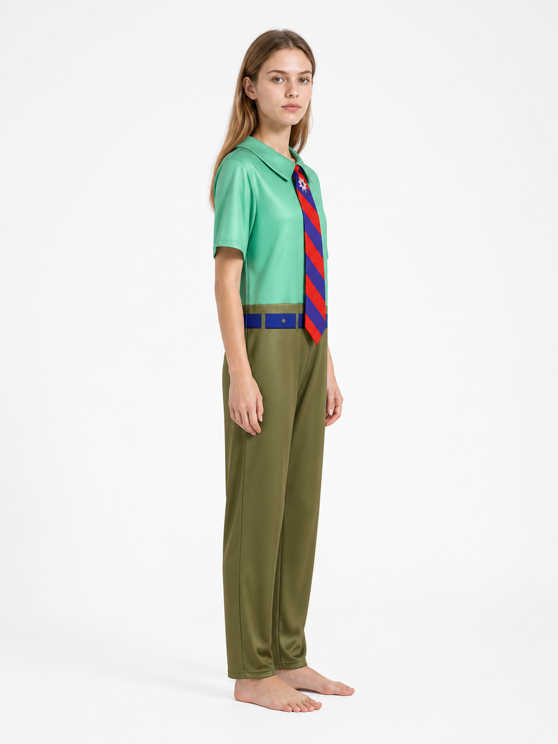 Cosplay Character Jumpsuit with Tie and Belt side view