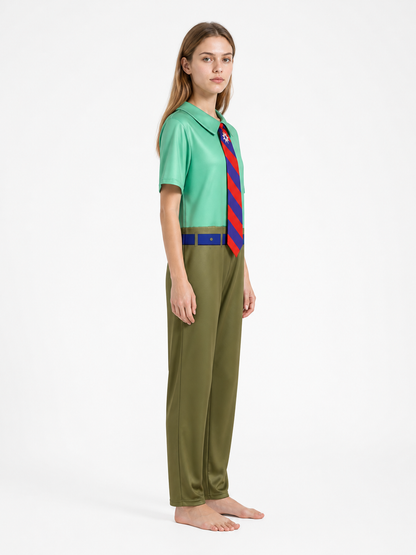 Cosplay Character Jumpsuit with Tie and Belt side view