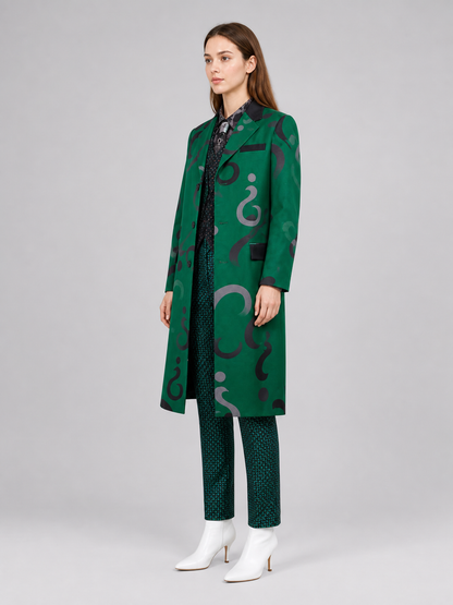 The Riddler Cosplay Costume: Green Coat and Pants