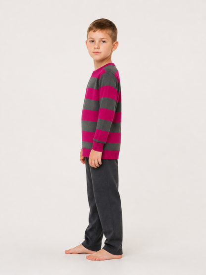 Striped Crew-Neck Long-Sleeve Sweater