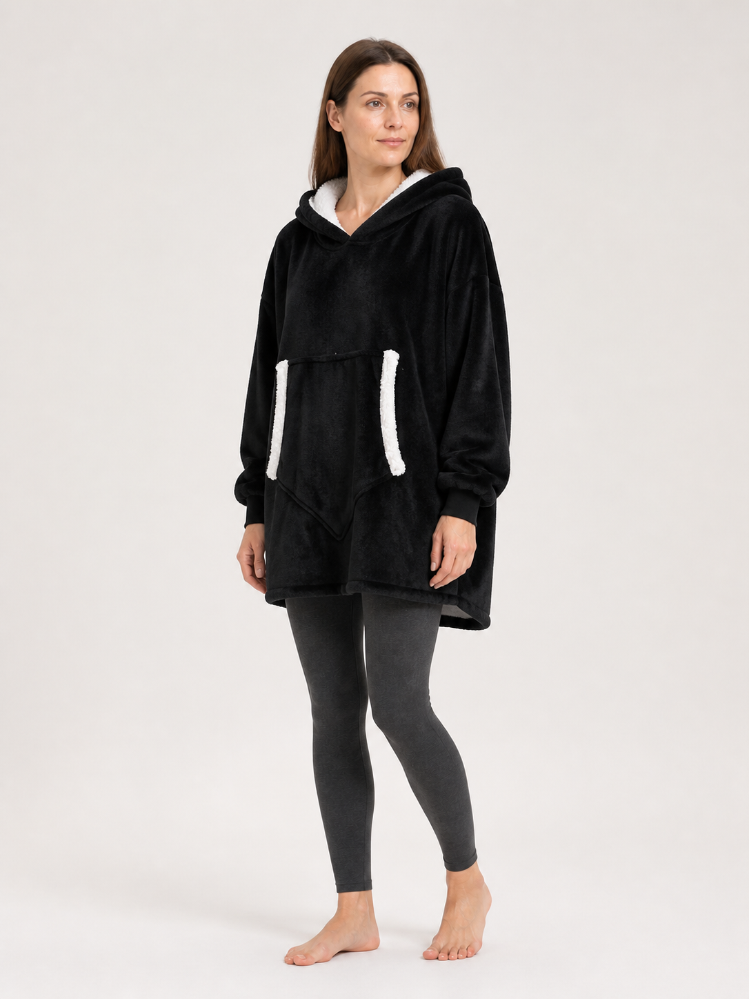 Long Hooded Blanket Hoodie, Relaxed Fit side view