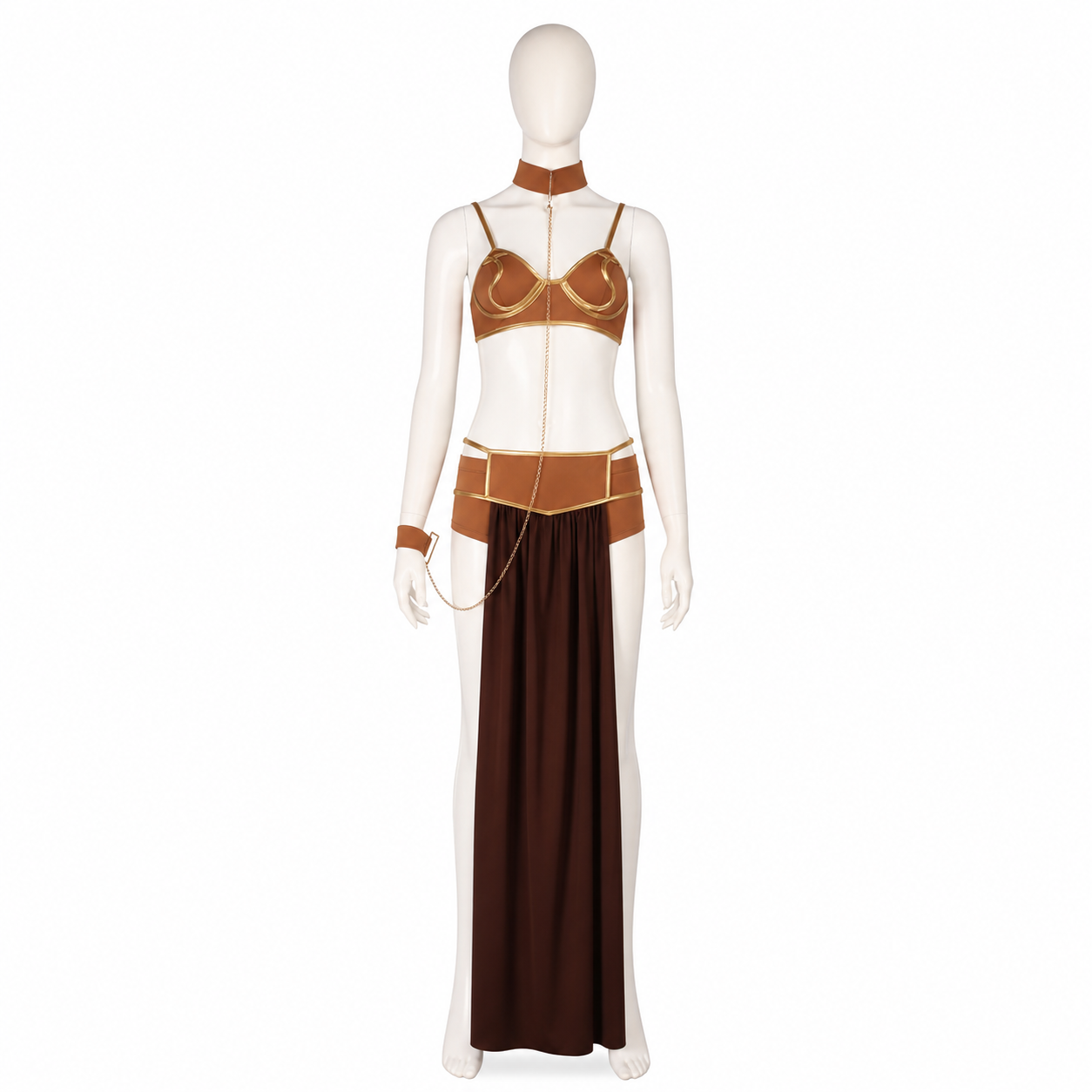Brown Separate-Piece Cosplay Costume with Chain