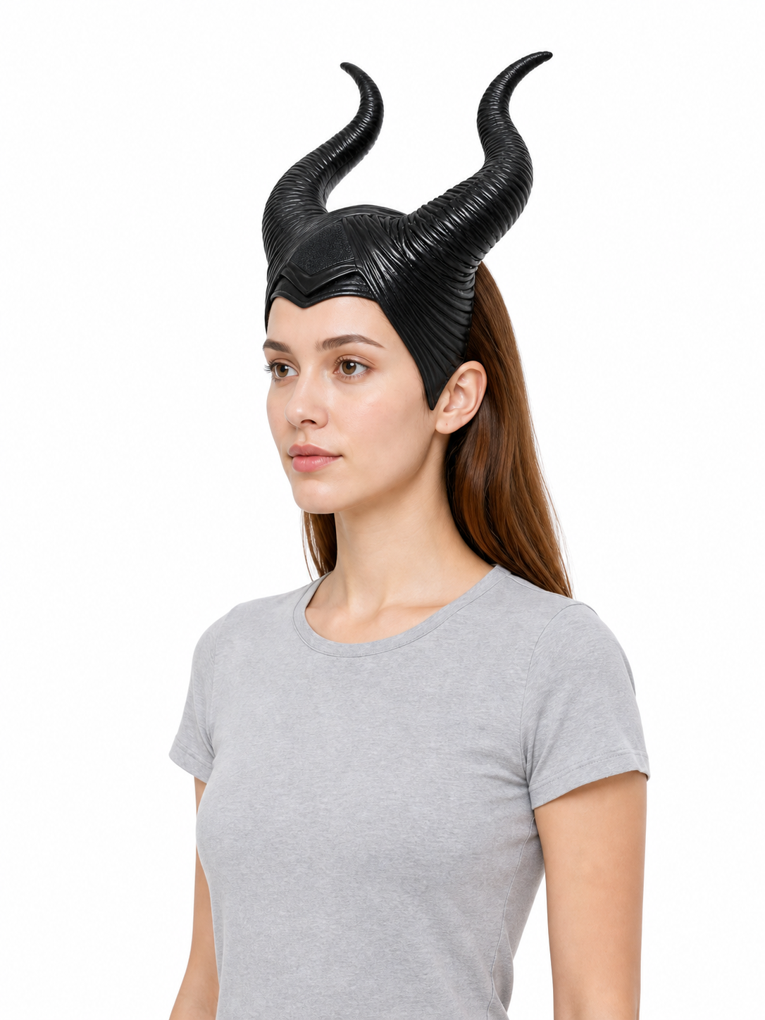 Black Headpiece with Two Curved Horns