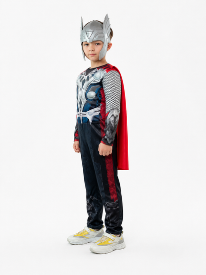 Thor Jumpsuit with Cape and Mask for Halloween side view