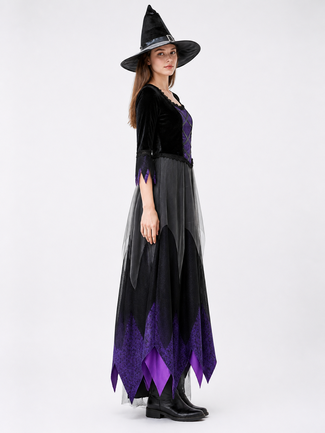 Costume Dress with Layered Skirt and Lace side view