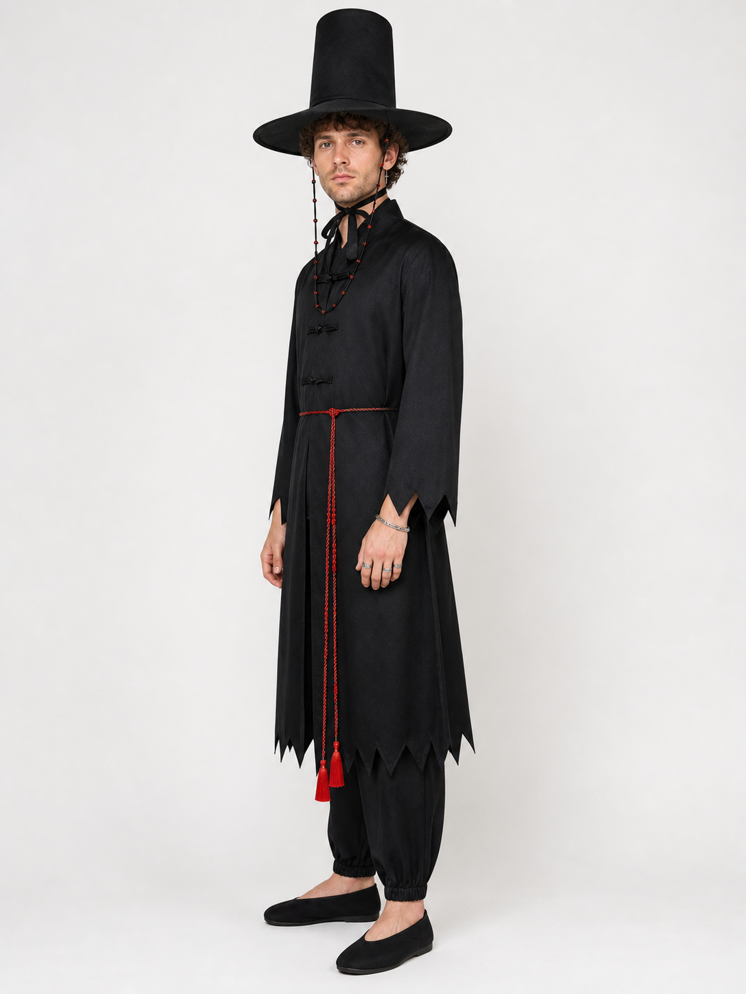 Wizard Costume with Cape and Pointed Hat side view