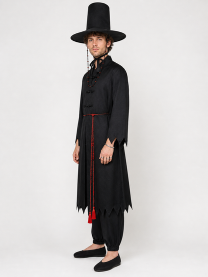 Wizard Costume with Cape and Pointed Hat side view
