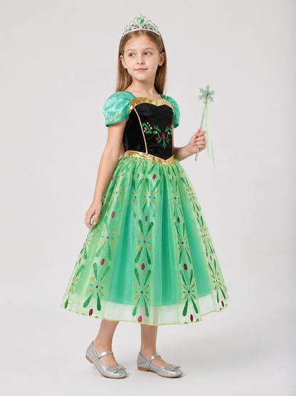 Princess Costume with Crown and Magic Wand side view