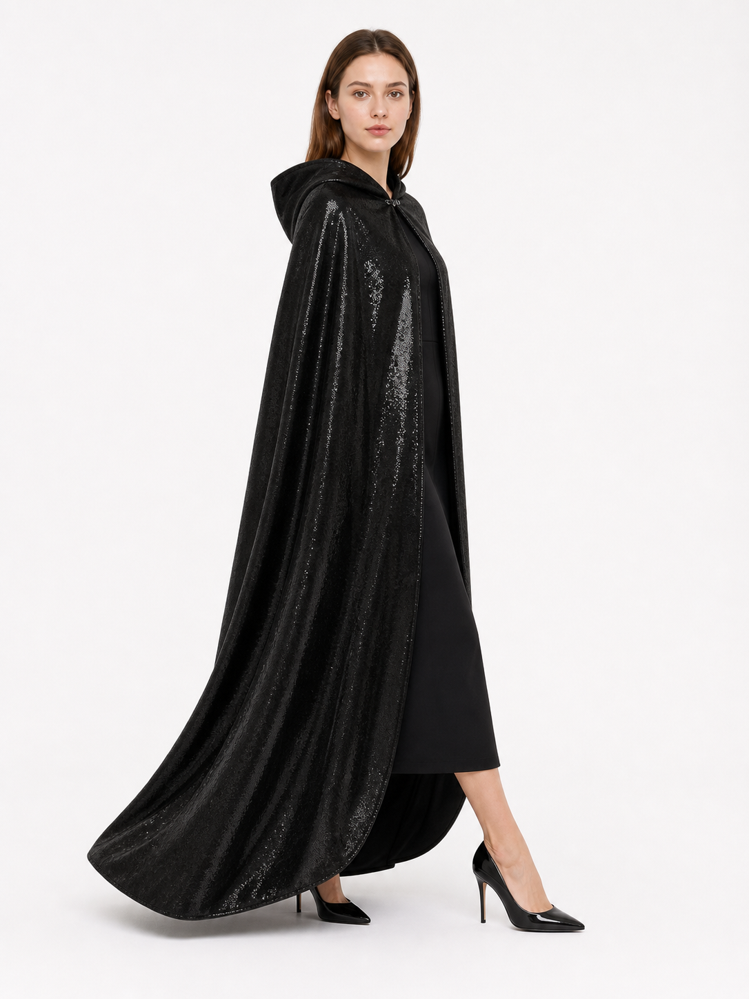 Black Gothic Hooded Carnival Cloak