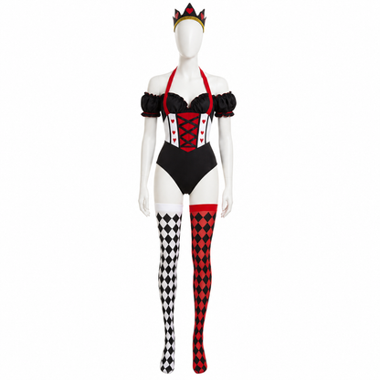 Carnival Costume Jumpsuit with Crown and Knee-High Socks side view