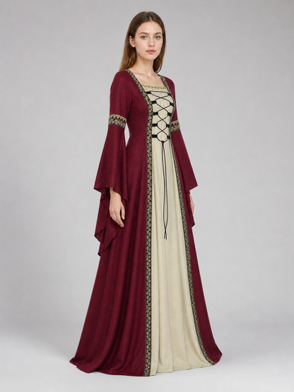 Long Medieval Dress with Flared Sleeves