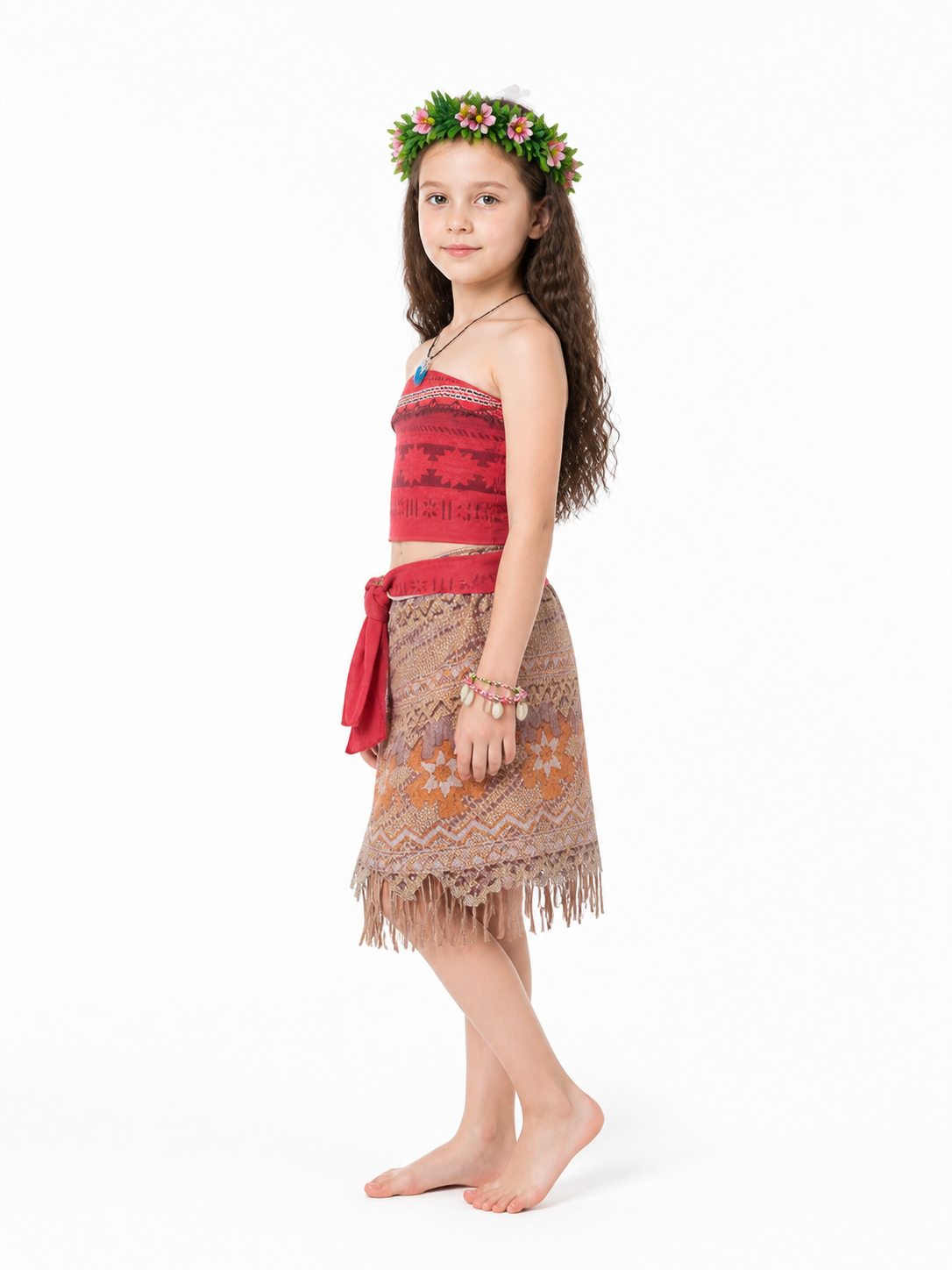 Moana Costume with Skirt and Accessories side view