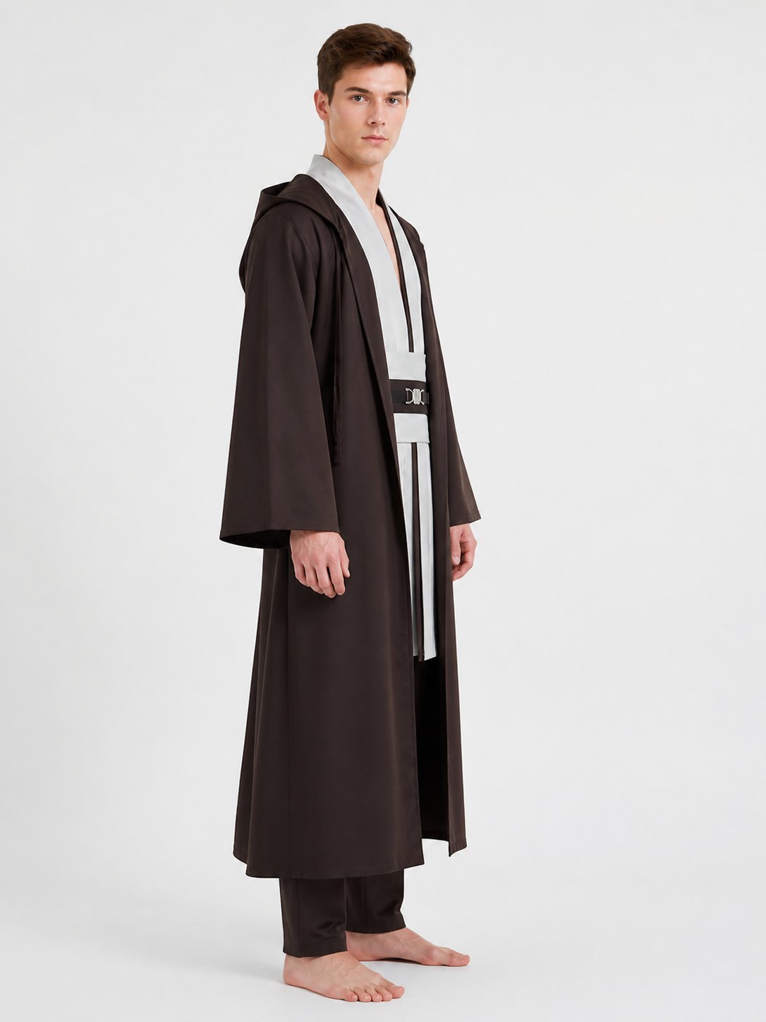 Obi-Wan Kenobi Costume, Dark Brown Cloak for Halloween side view