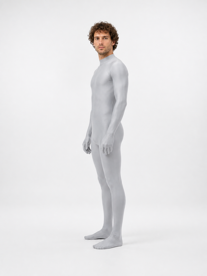 Light Gray Jumpsuit with Enclosed Hands and Feet side view