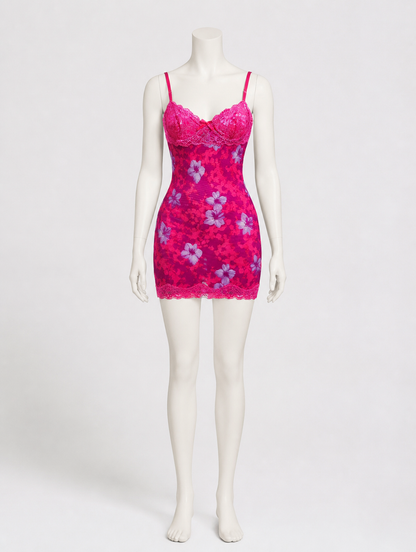 Floral Print Dress with Thin Straps side view
