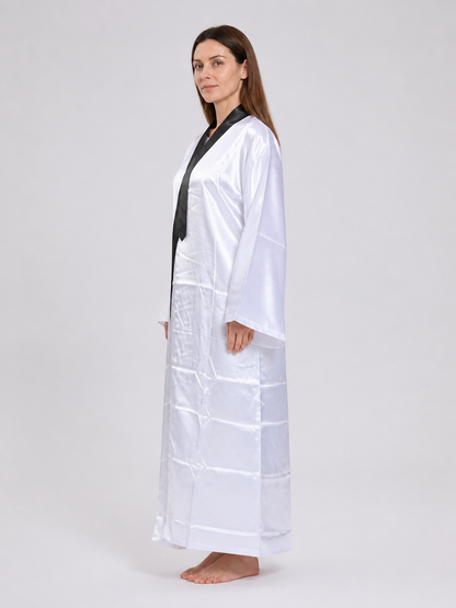 Zombie Costume with Long White Robe and Tall Hat side view