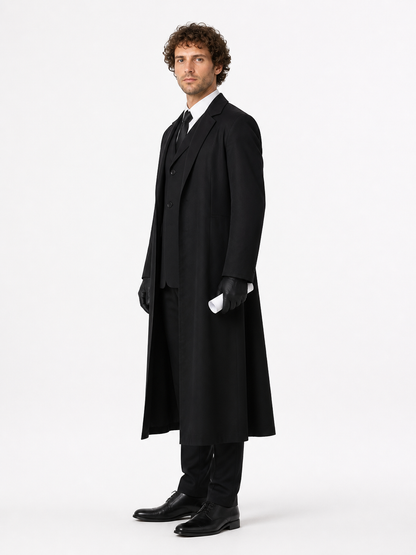 Dazai Cosplay Costume, Black Long Coat with Vest side view
