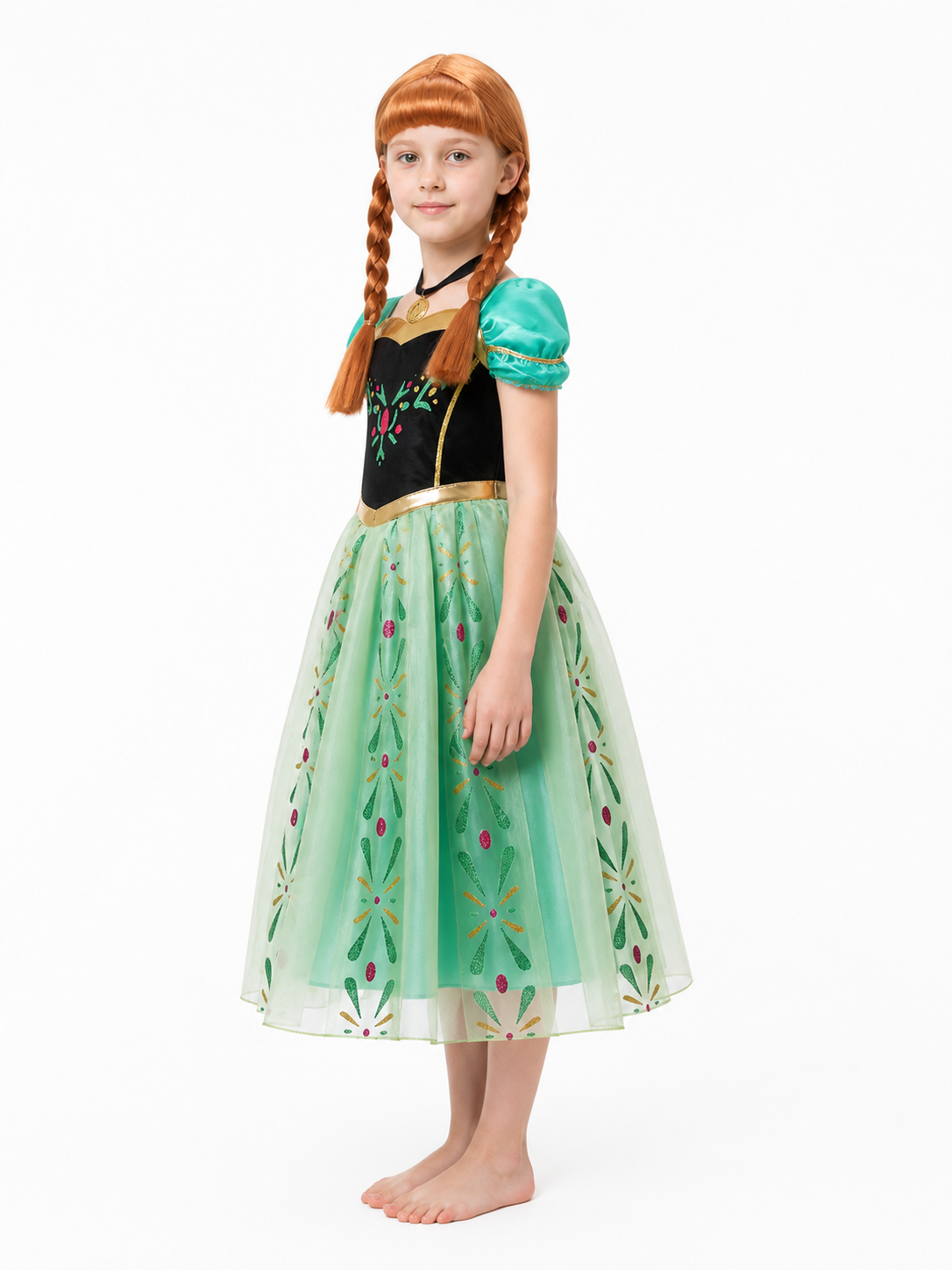 Princess Costume with Wig and Necklace side view