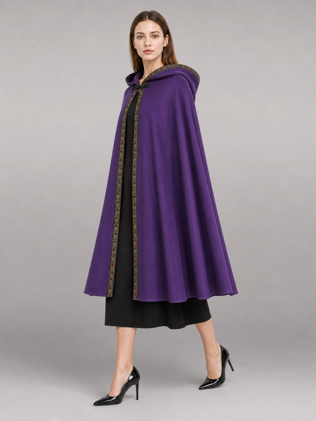 Purple Hooded Velvet Costume Cape product view 37