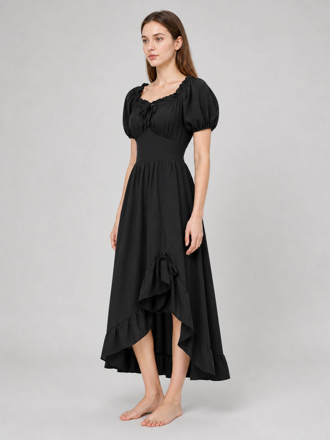 Black Renaissance-Style Ruffle Dress