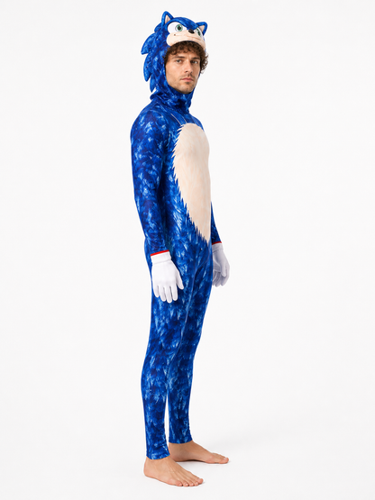 Sonic Cosplay Costume with Hood and Gloves side view