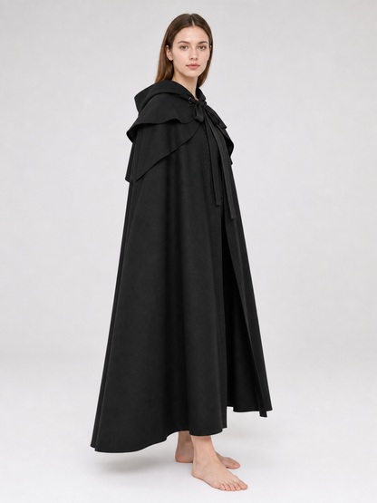 Black Gothic Hooded Cloak in Medieval Style