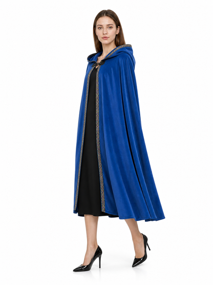 Blue carnival hooded cloak, medieval