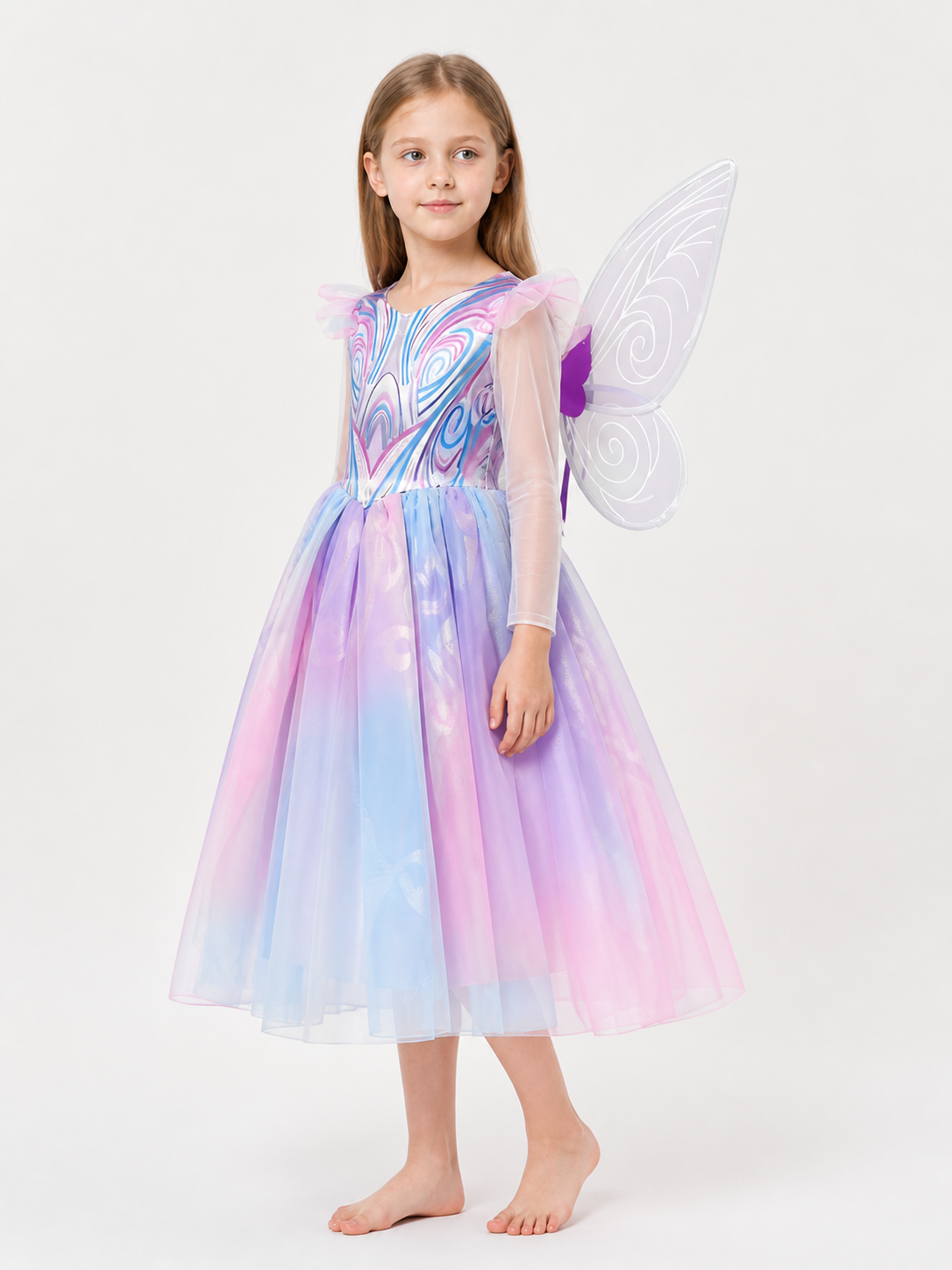 Princess Costume with Butterfly Wings side view
