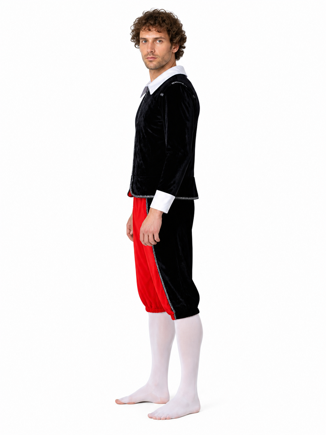 Vampire Costume with Red Pants and Silver Trim side view