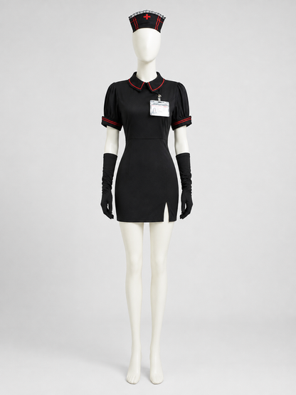 Nurse Cosplay Costume with Red Trim side view