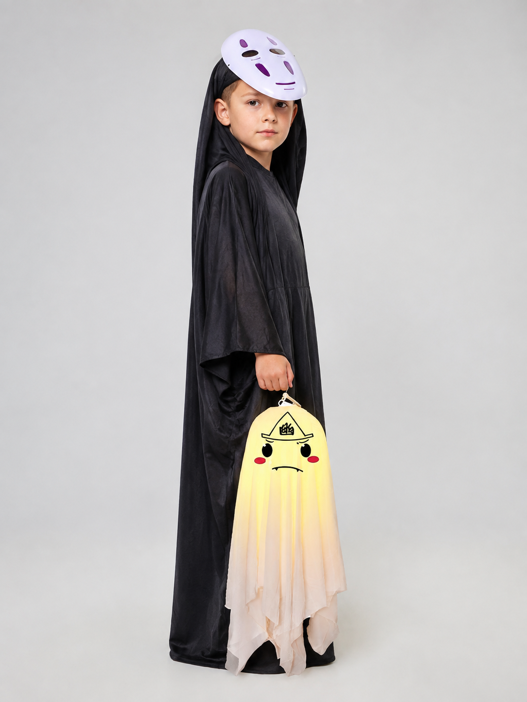 Children's Ghost Costume with Lantern side view