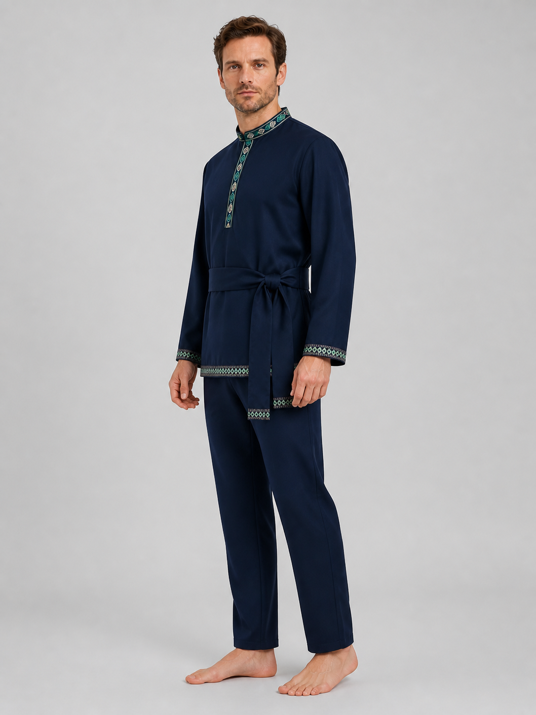 Embroidered Ethnic Shirt-Tunic with Belt side view