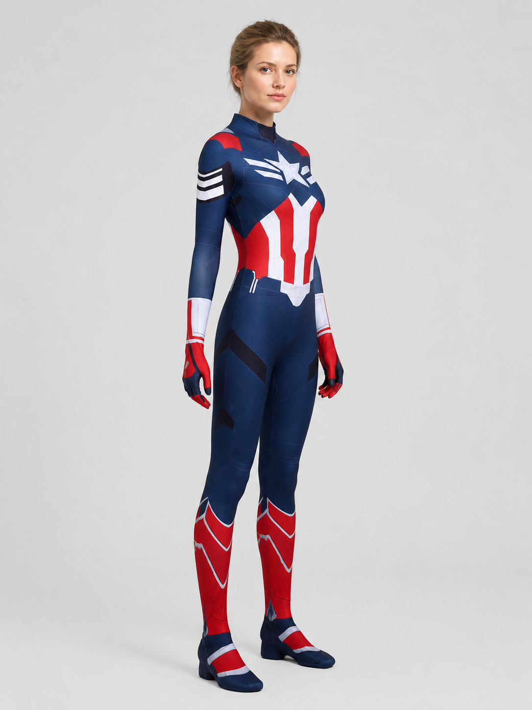 Captain America 4 Costume, One-Piece Cosplay Jumpsuit side view
