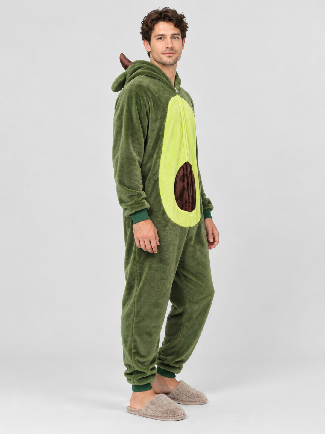 Hooded Pajama Jumpsuit with Horns and Ears, Green