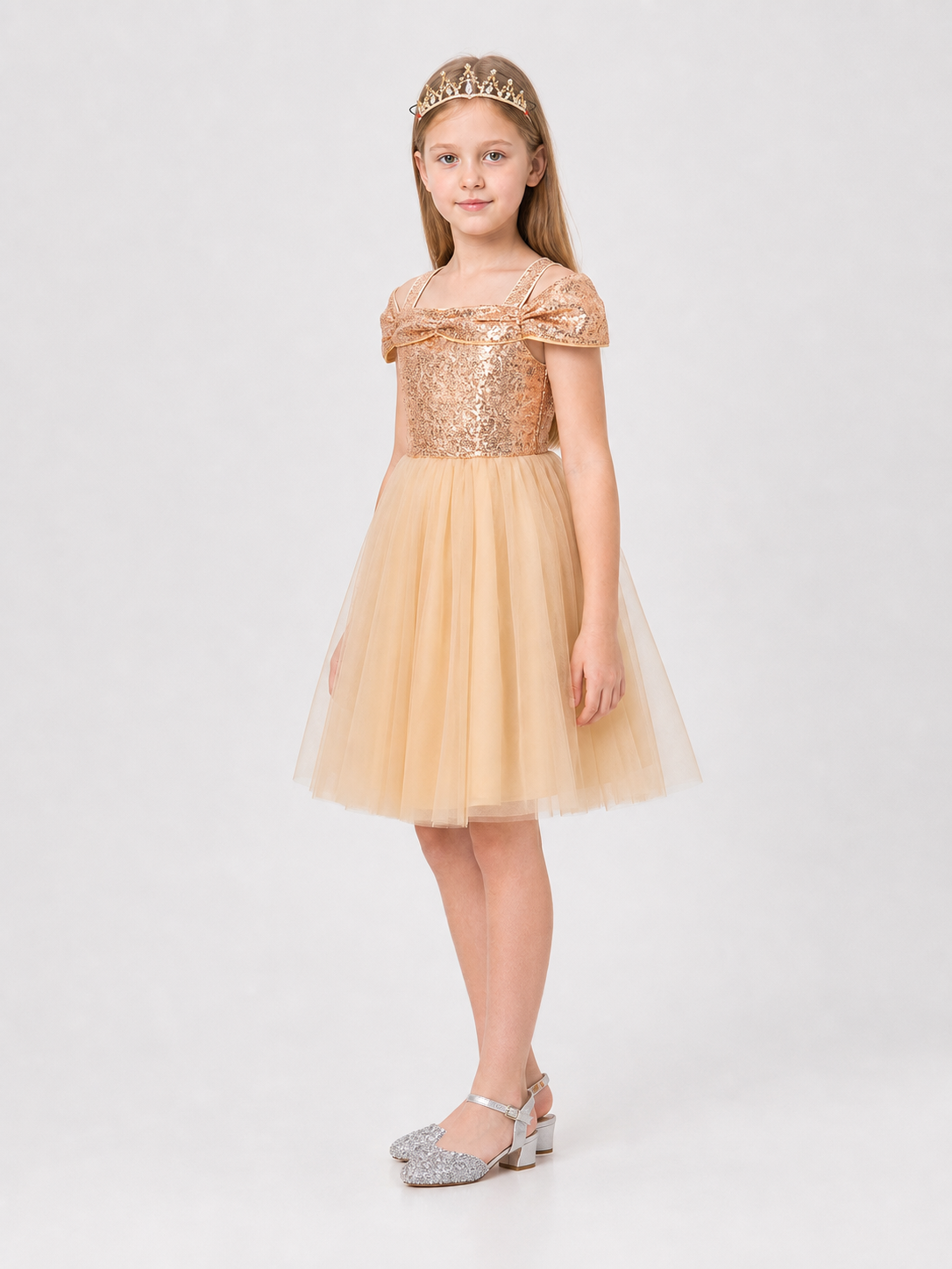 Princess Dress with Sequins, Full Skirt, and Tulle