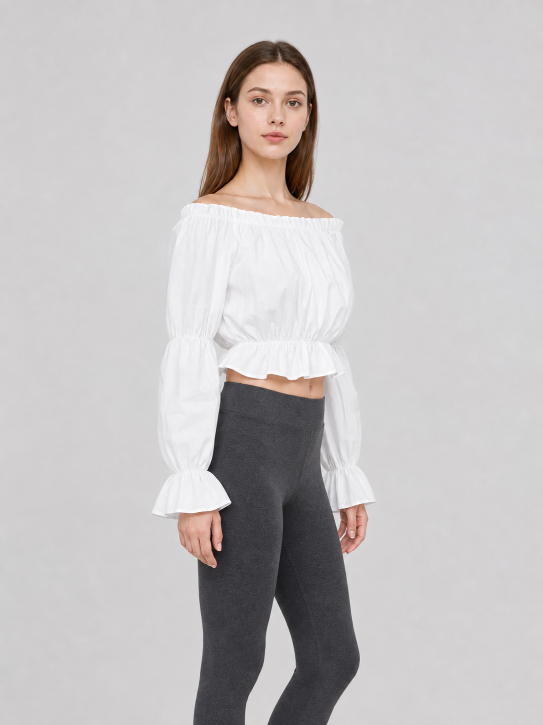 White Cropped Off-the-Shoulder Blouse