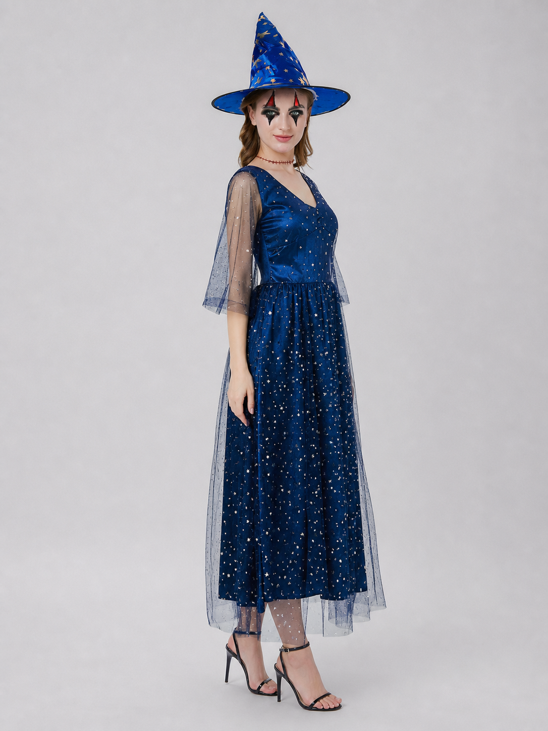 Long Masquerade Dress with Silver Stars