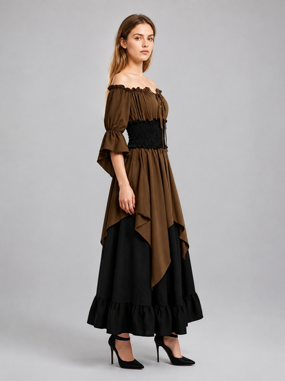 Medieval Off-the-Shoulder Lace-Up Dress side view