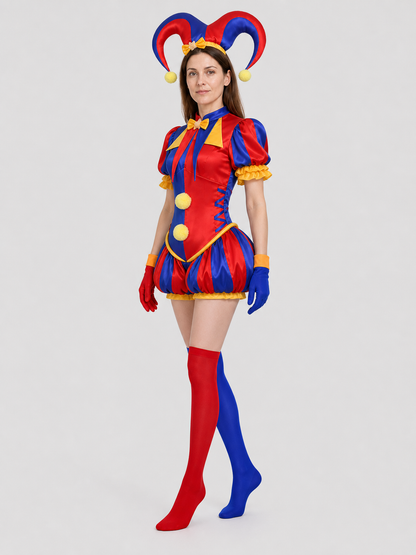 Pomni Clown Costume from The Amazing Digital Circus side view