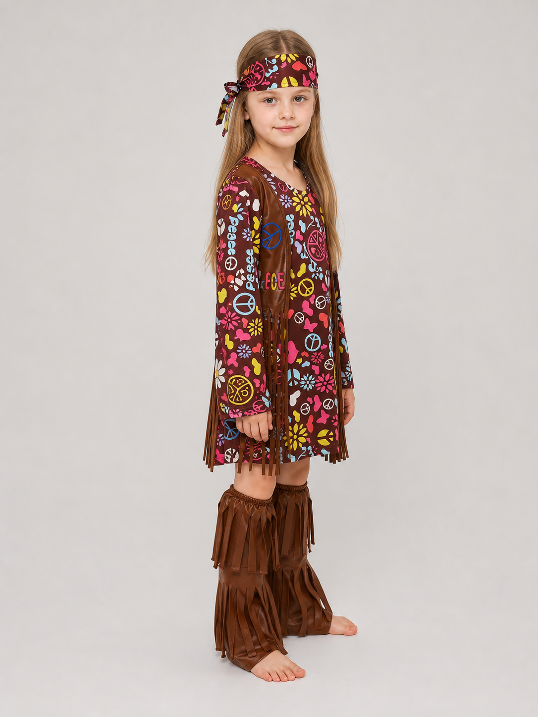 Carnival costume with fringe and colorful print