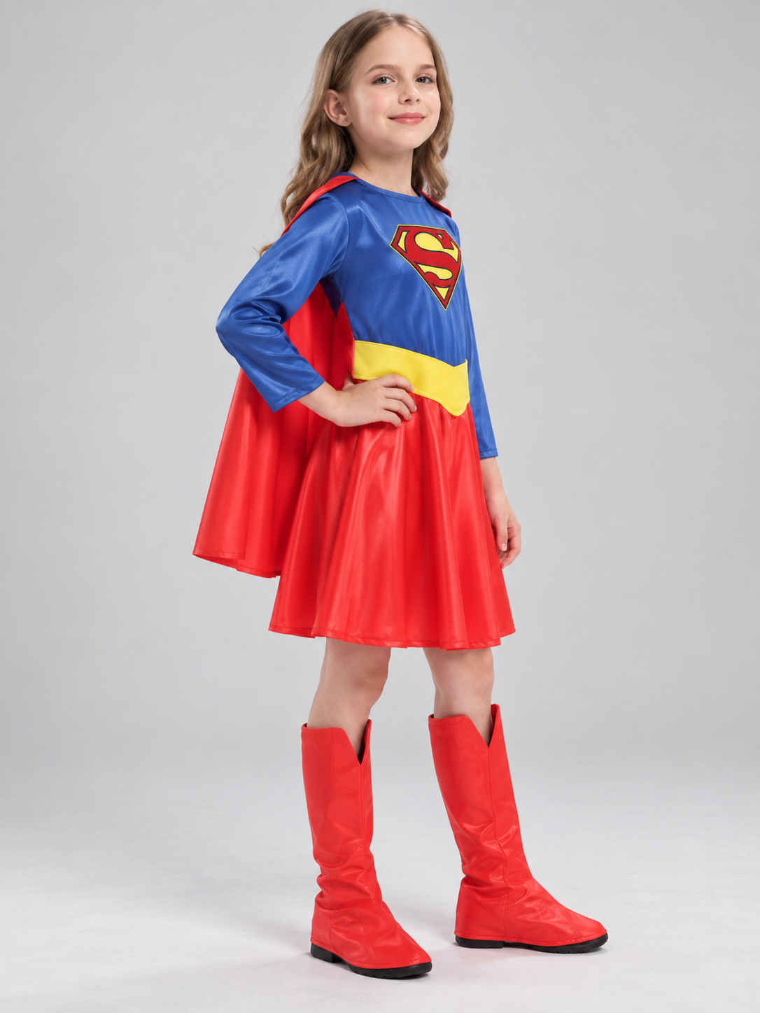 Kids' superhero costume with cape and belt